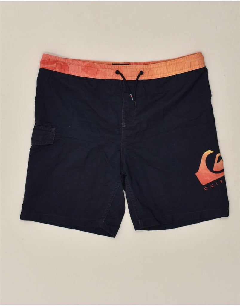 QUIKSILVER Boys Graphic Sport Shorts 15-16 Years XL  Navy Blue Polyester | Vintage Quiksilver | Thrift | Second-Hand Quiksilver | Used Clothing | Messina Hembry 