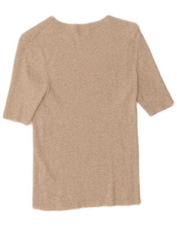 Marks & Spencer Womens T-Shirt Top UK 12 Medium Beige Viscose
