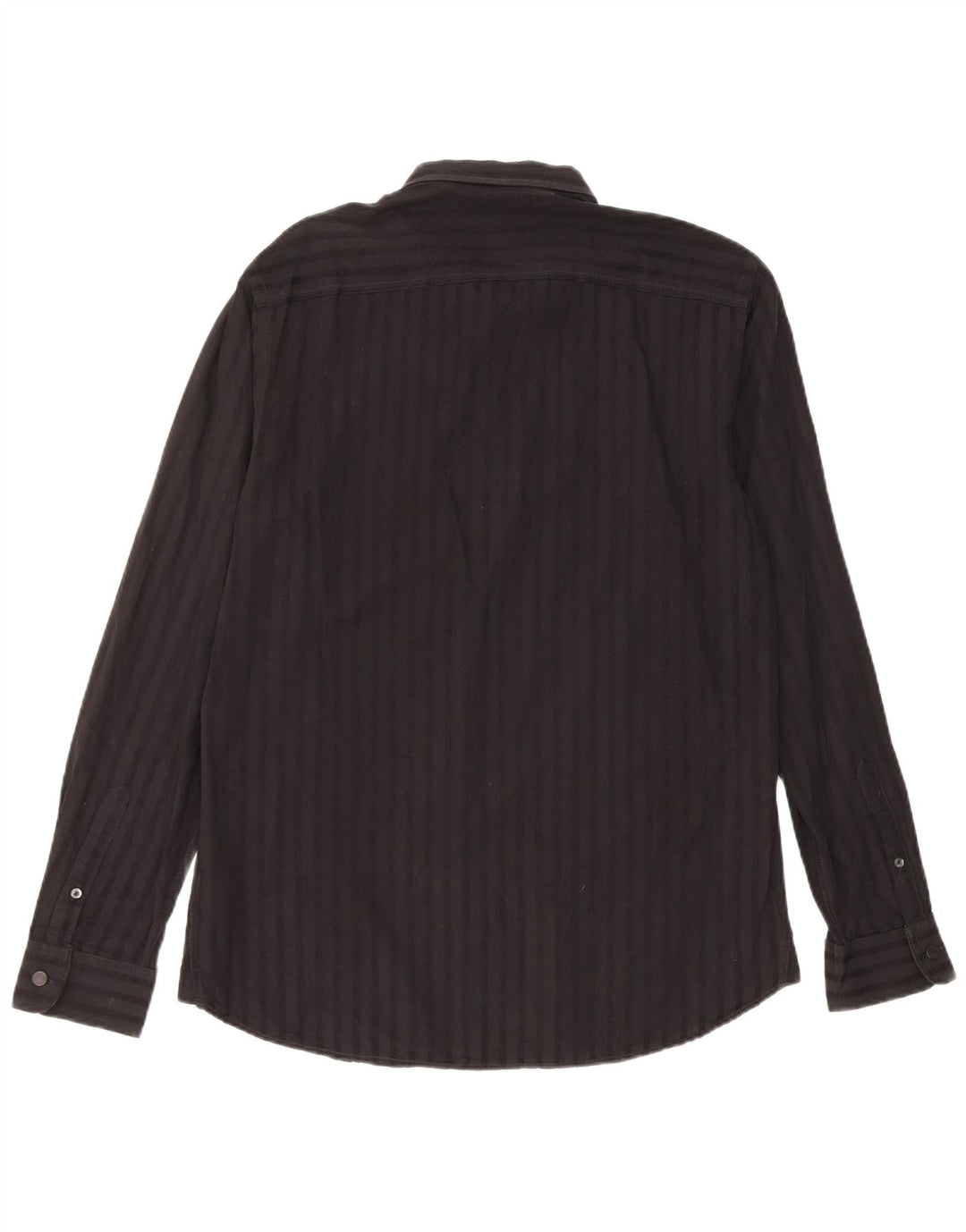 Diesel Mens Shirt Large Black Striped Cotton