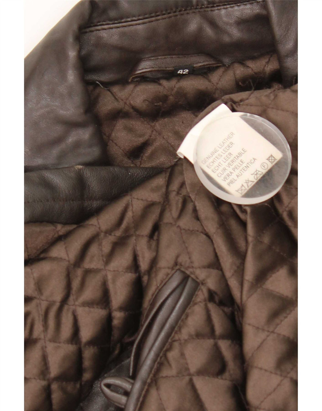 Maddox Womens Loose Fit Leather Coat EU 42 Large Brown