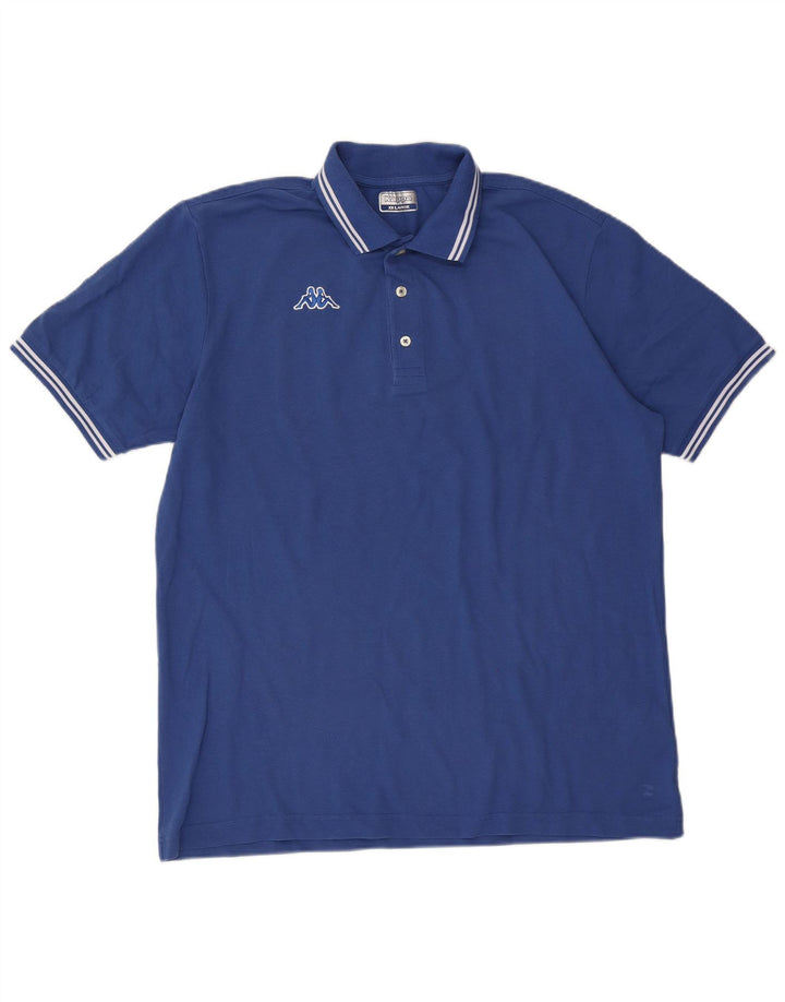 Kappa Mens Polo Shirt 2XL Blue Striped Cotton