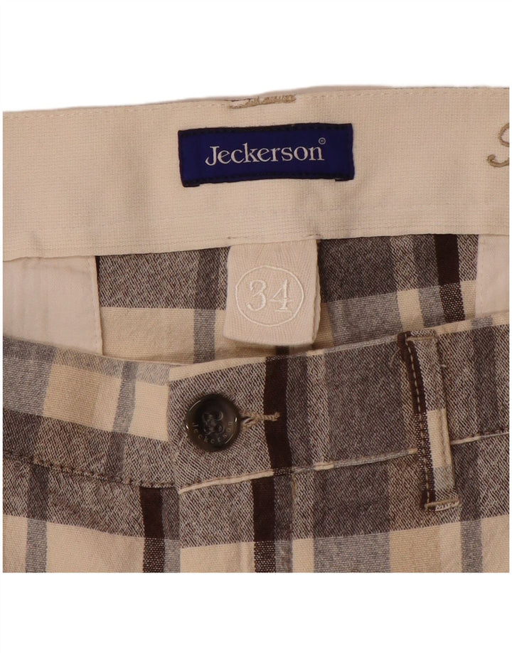 Jeckerson Mens Straight Chino Trousers W34 L30 Grey Check
