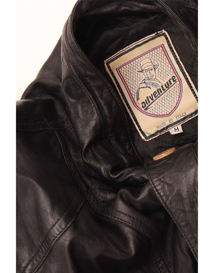 Vintage Mens Loose Fit Leather Jacket UK 38 Medium Black