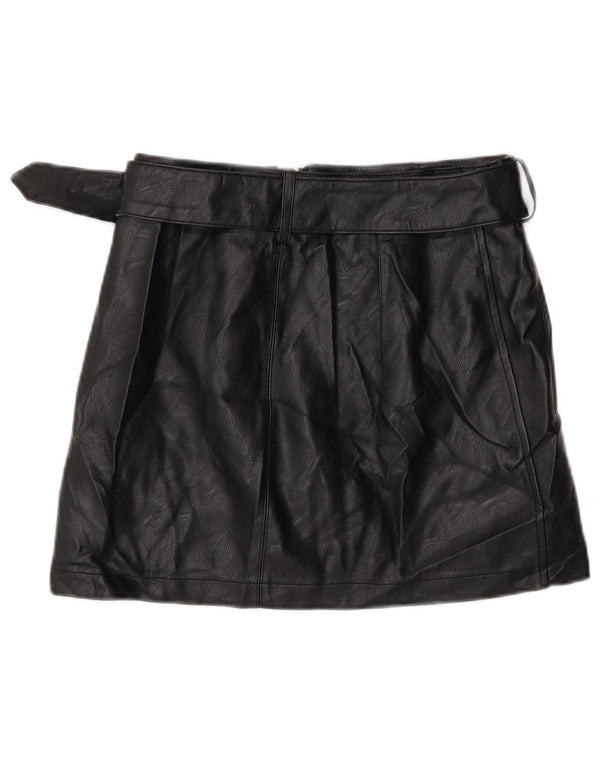 Topshop Womens Petite Faux Leather Mini Skirt UK 8 Small W26 Black