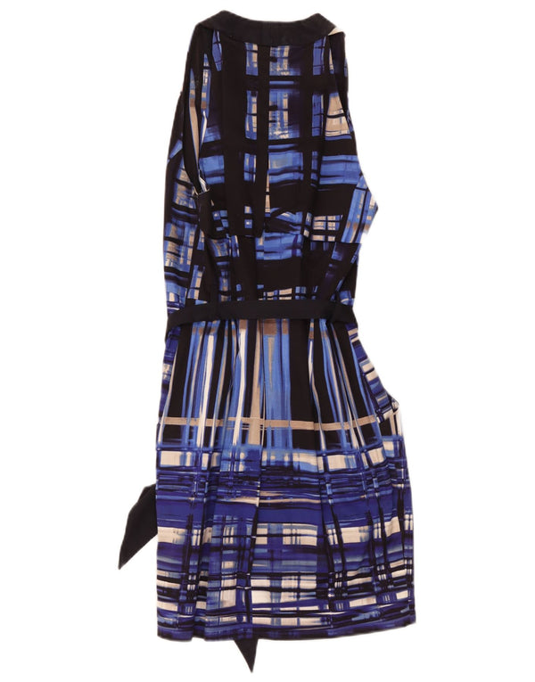 Karen Millen Womens Sleeveless Basic Dress UK 12 Medium Blue Geometric