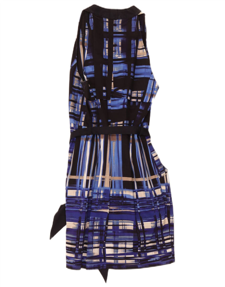Karen Millen Womens Sleeveless Basic Dress UK 12 Medium Blue Geometric