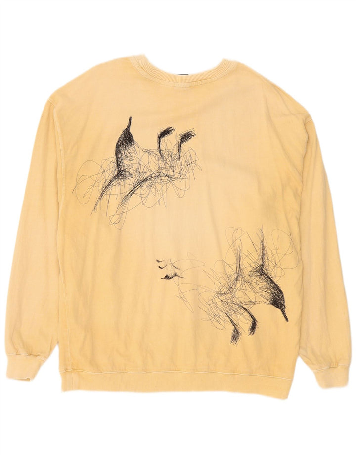 Zara Mens Graphic Sweatshirt Jumper Medium Beige Cotton