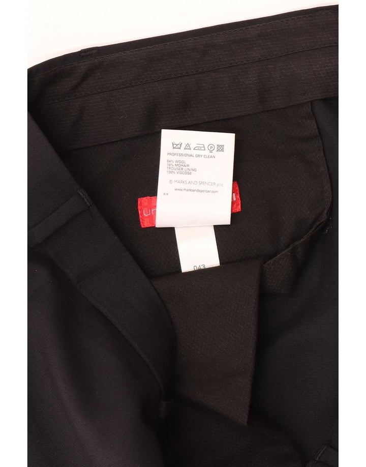 Marks & Spencer Mens Straight Suit Trousers W40 L31 Black Wool