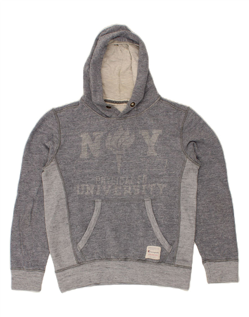 CHAMPION Mens Graphic Hoodie Jumper Medium Grey Colourblock Cotton Vintage Champion and Second-Hand Champion from Messina Hembry 