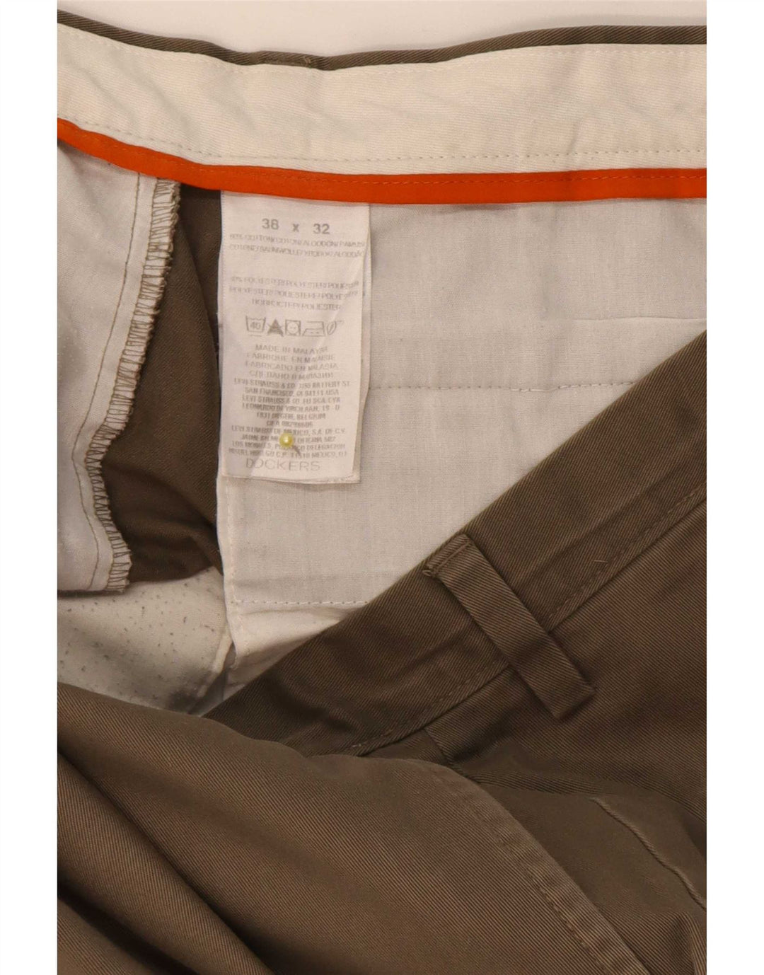 Dockers Mens Straight Cargo Trousers W38 L32 Khaki Cotton