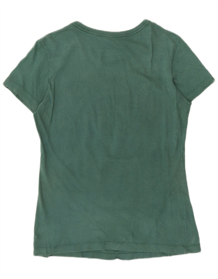 Nike Womens Slim Fit Graphic T-Shirt Top UK 12 Medium Green Cotton
