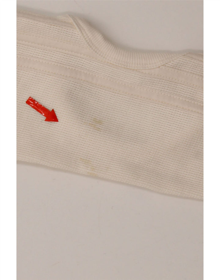 Adidas Womens Top Long Sleeve UK 8 Small White Cotton