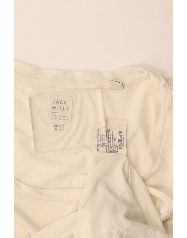 Jack Wills Womens T-Shirt Top UK 12 Medium Off White Polyester