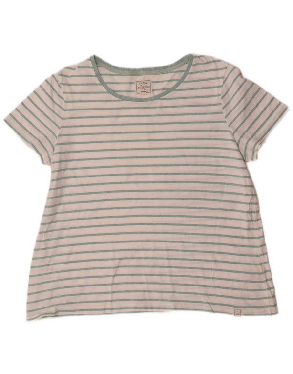 Fat Face Womens T-Shirt Top UK 16 Large White Striped Cotton