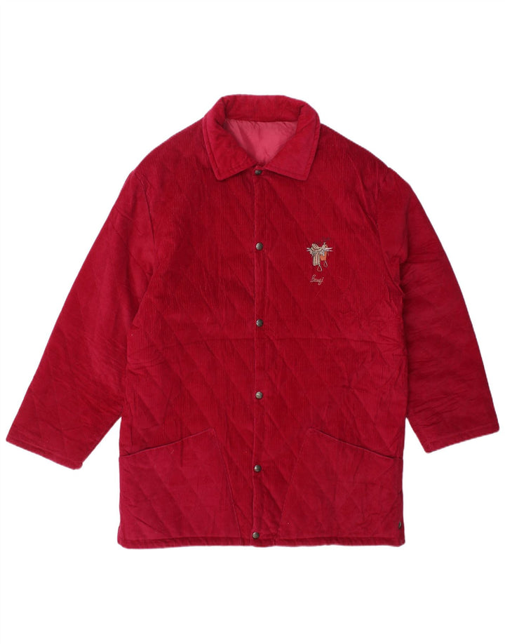 Brugi Mens Corduroy Jacket UK 38 Medium Burgundy Cotton