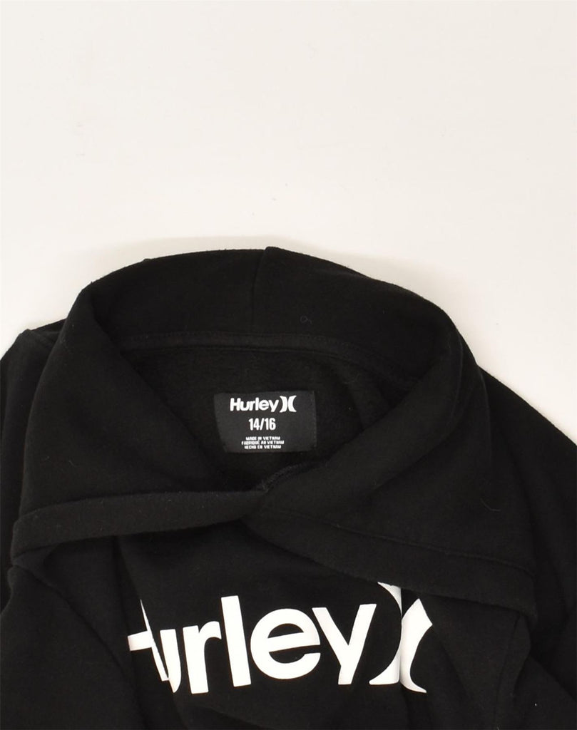 HURLEY Boys Graphic Hoodie Jumper 14-15 Years Black Cotton | Vintage Hurley | Thrift | Second-Hand Hurley | Used Clothing | Messina Hembry 