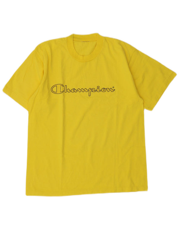 Champion Mens Graphic T-Shirt Top Medium Yellow