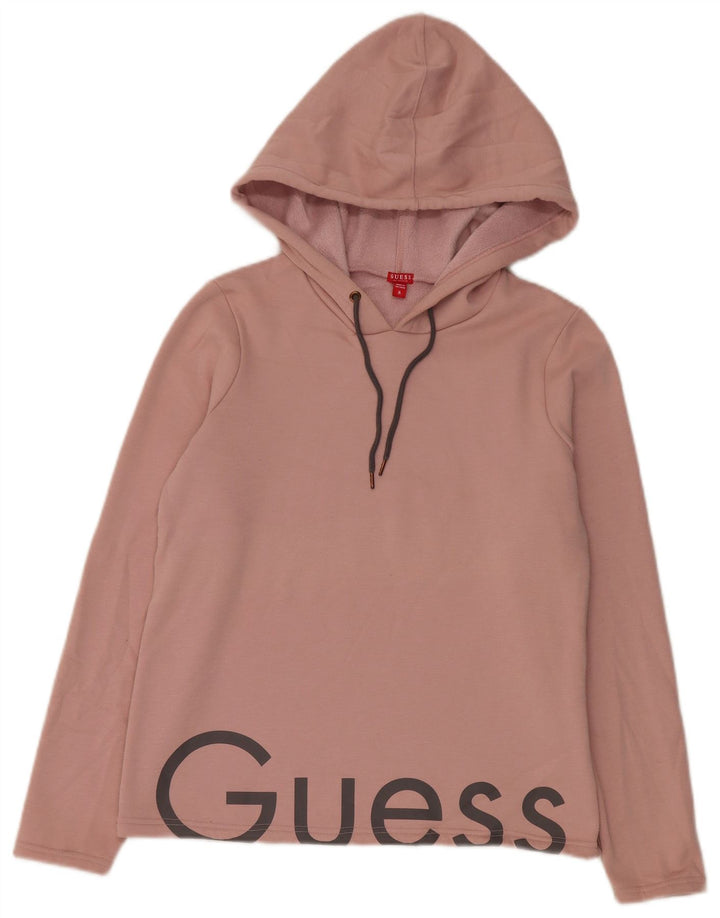 Guess Womens Graphic Hoodie Jumper UK 14 Medium Pink Polyester