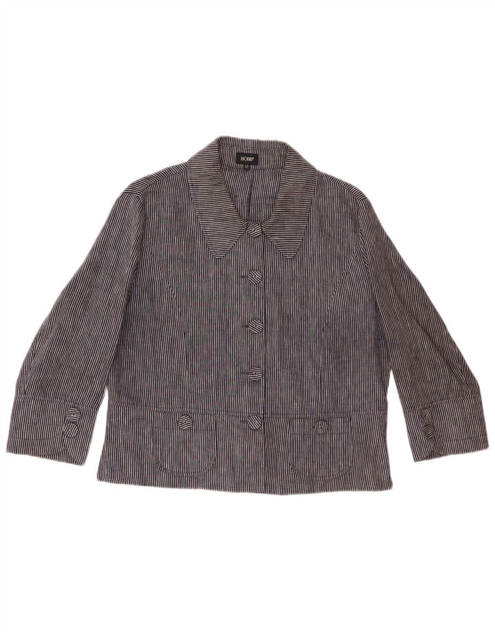 Hobbs Womens 5 Button Blazer Jacket UK 12 Medium Navy Blue Pinstripe