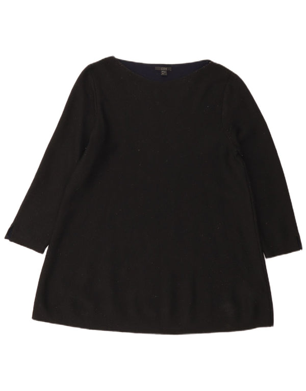 Cos Womens 3/4 Sleeve Tunic Top UK 14 Medium Black Wool