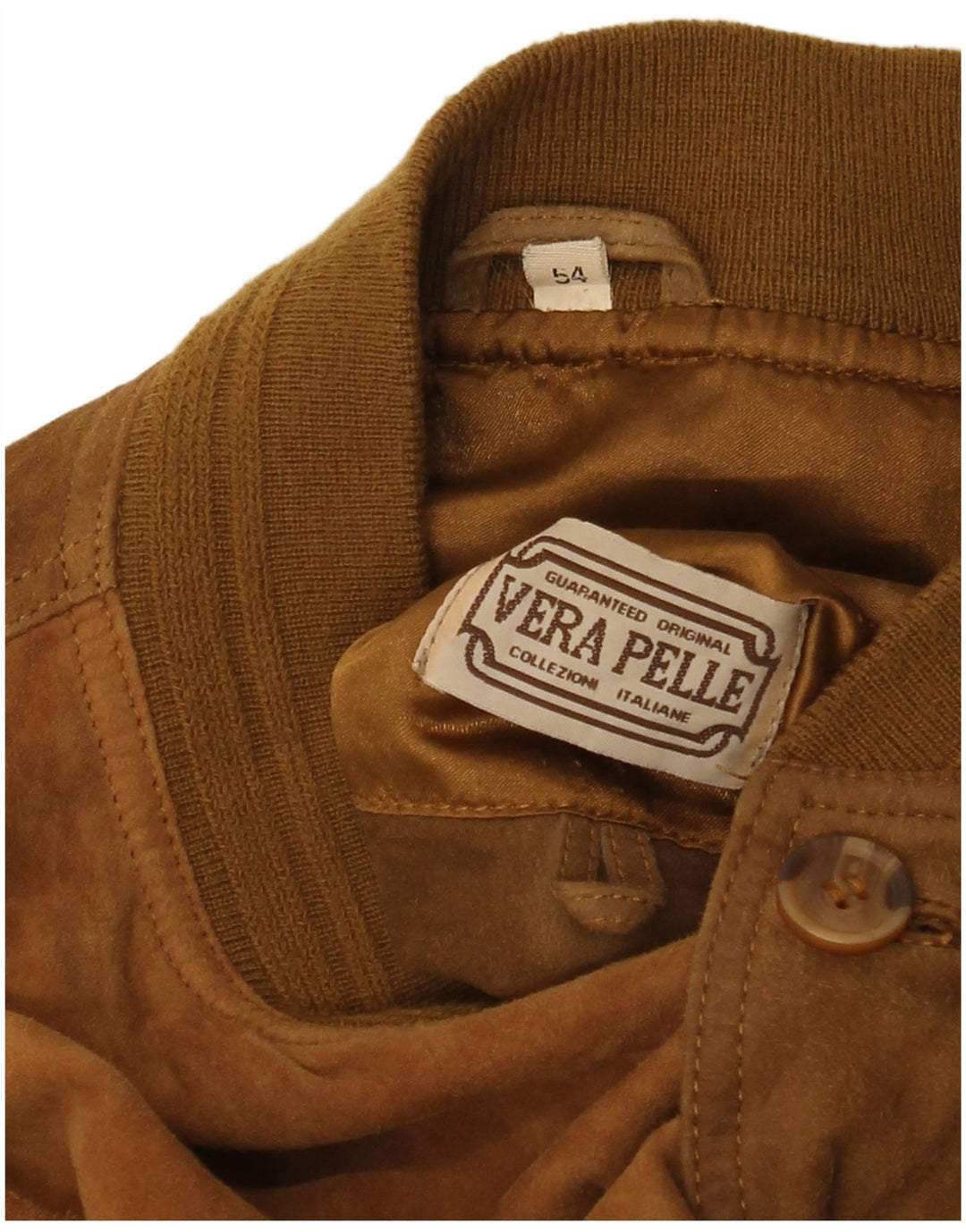 Vintage Mens Suede Bomber Jacket IT 54 2XL Brown Leather