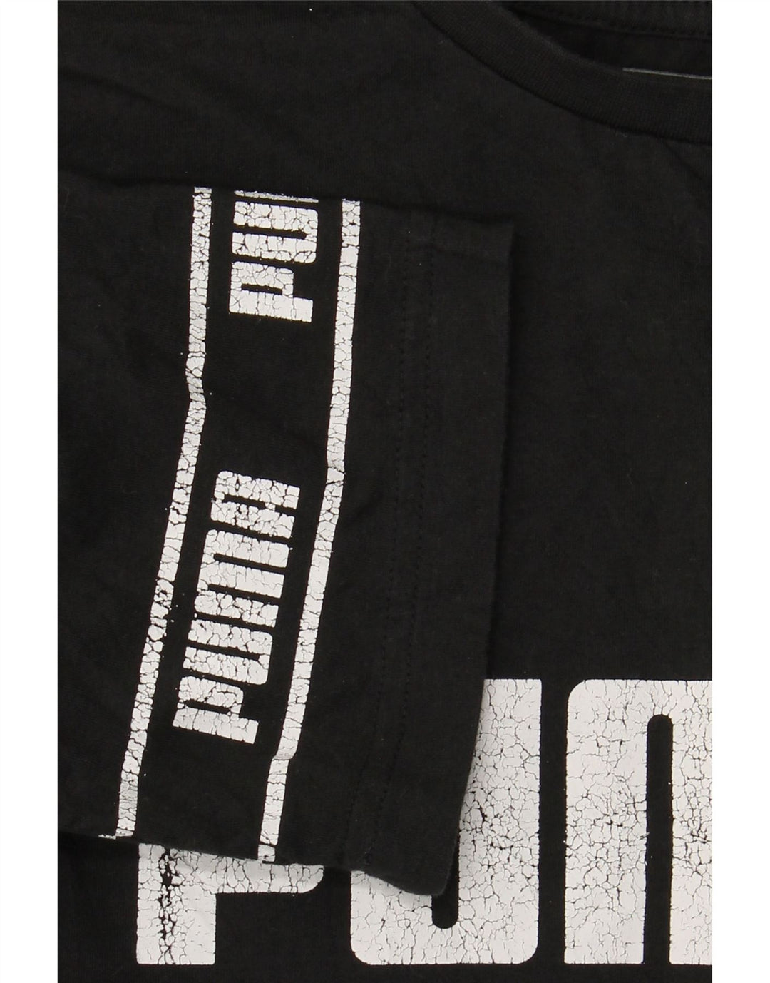 PUMA Boys Graphic T-Shirt Top 13-14 Years Large Black Cotton