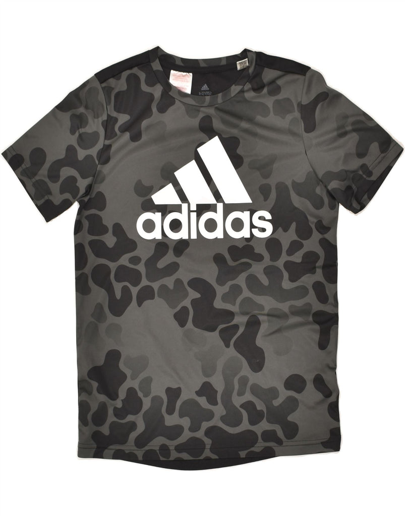 ADIDAS Boys Graphic T-Shirt Top 11-12 Years Grey Camouflage Polyester | Vintage Adidas | Thrift | Second-Hand Adidas | Used Clothing | Messina Hembry 