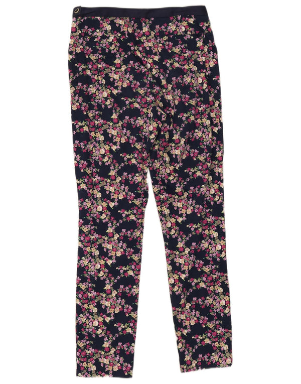 Laura Ashley Womens Casual Trousers UK 10 Small W30 L28 Navy Blue Floral