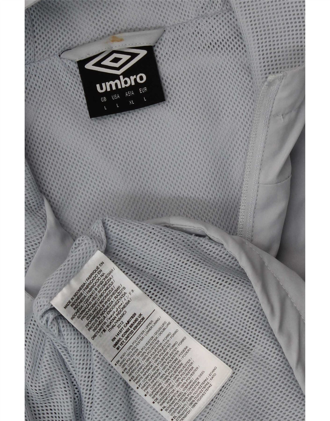 Umbro Mens Graphic Hooded Rain Jacket UK 40 Large Grey Polyester