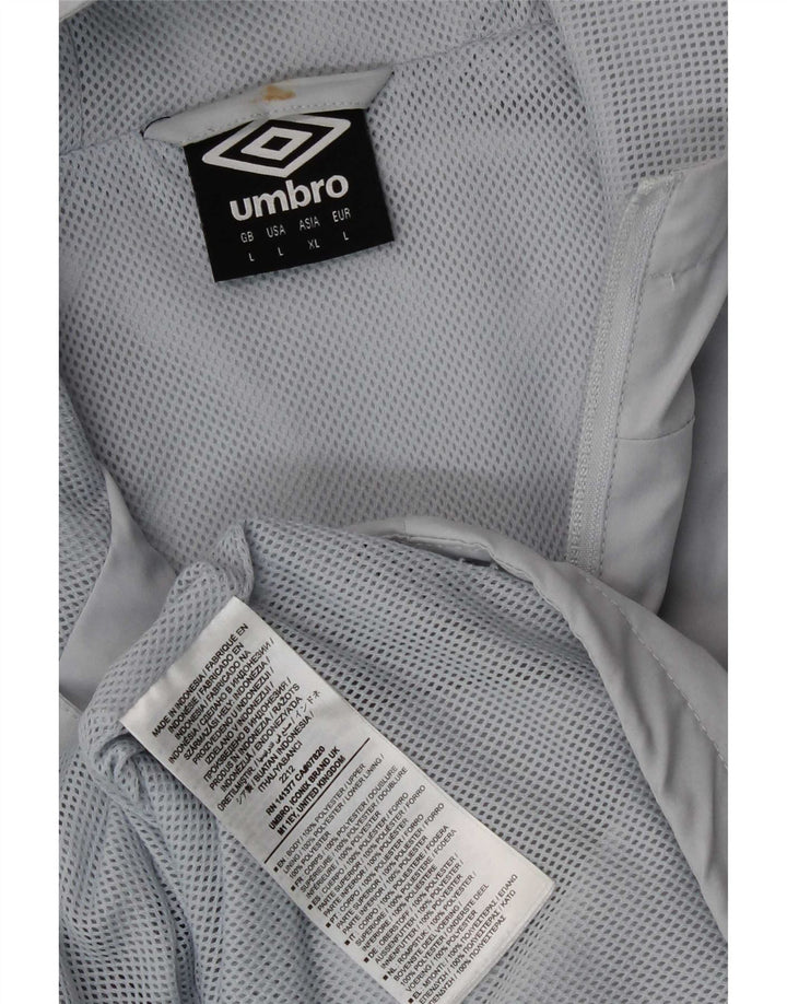 Umbro Mens Graphic Hooded Rain Jacket UK 40 Large Grey Polyester