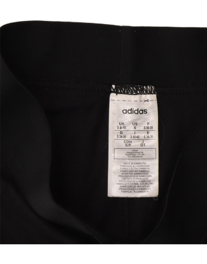 ADIDAS Womens Leggings UK 8/10 Small  Black Cotton