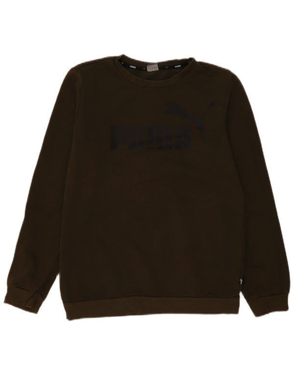 Puma Boys Graphic Sweatshirt Jumper 15-16 Years Khaki Cotton