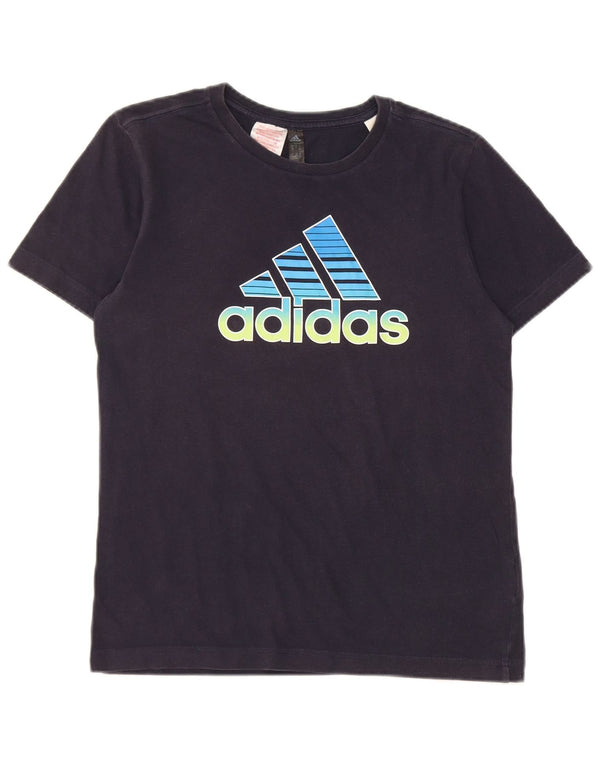 Adidas Boys Graphic T-Shirt Top 11-12 Years Navy Blue Cotton