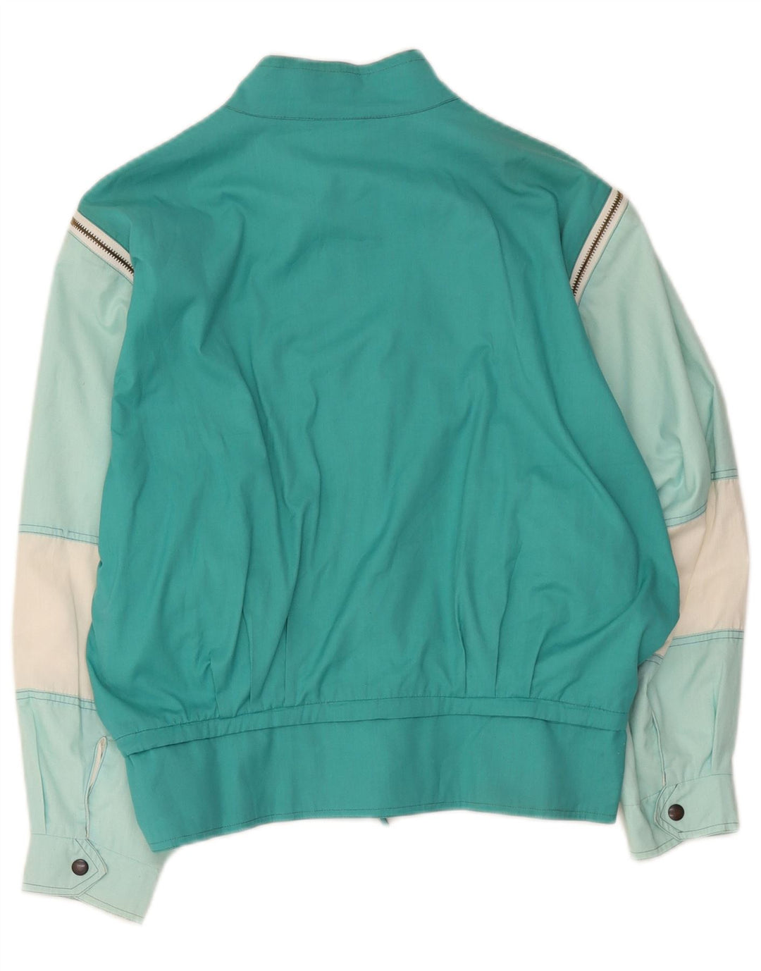 Vintage Womens Bomber Jacket UK 12 Medium Turquoise Colourblock Polyester