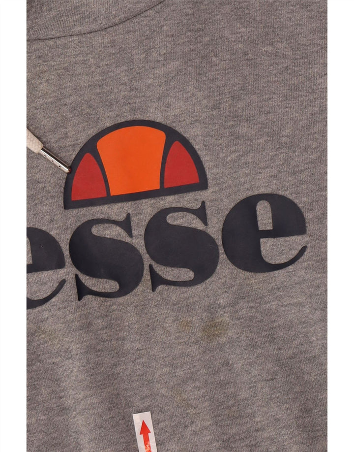 Ellesse Mens Graphic Hoodie Jumper Medium Grey Cotton