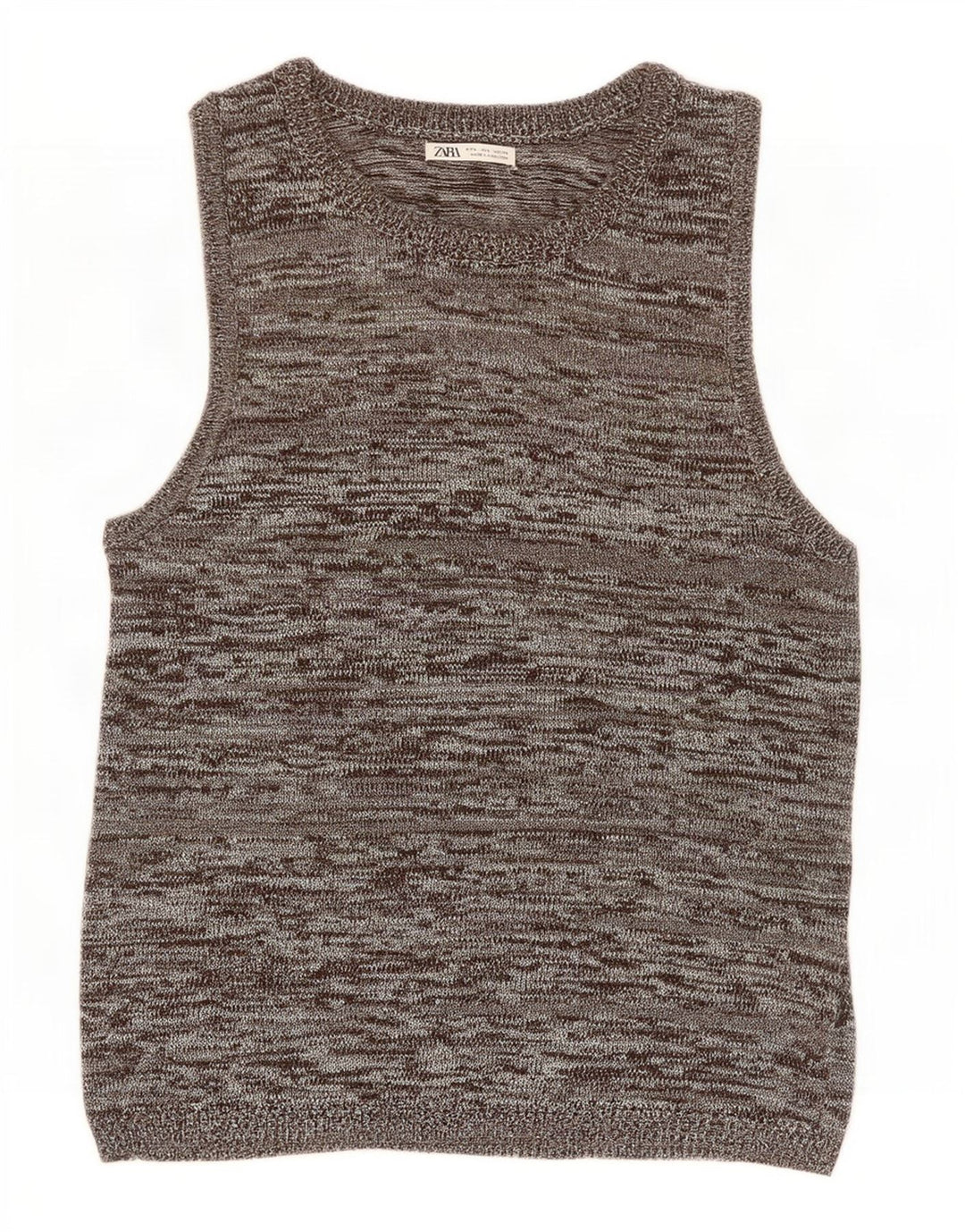 Zara Mens Vest Tank Top Large Grey Flecked Acrylic