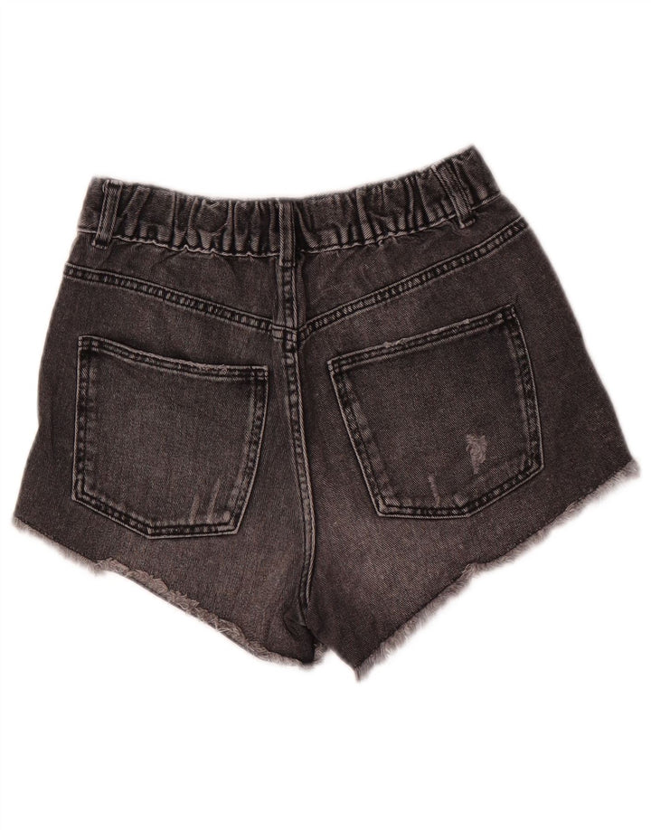 Zara Girls Distressed Denim Shorts 11-12 Years W26 Grey