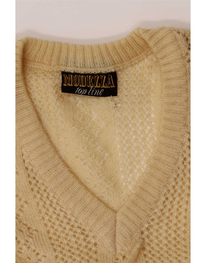 Geyer Womens See Through V-Neck Jumper Sweater EU 42 Large Beige