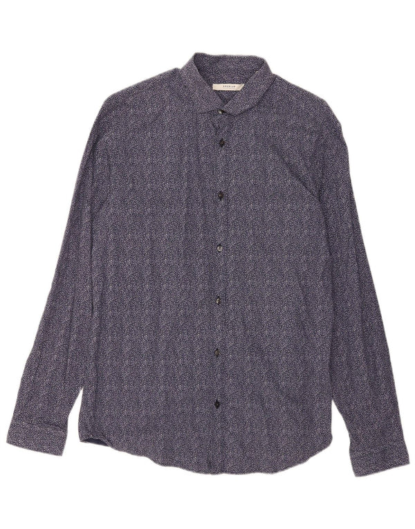 Jack & Jones Mens Shirt Size 42 Large Navy Blue Floral Cotton