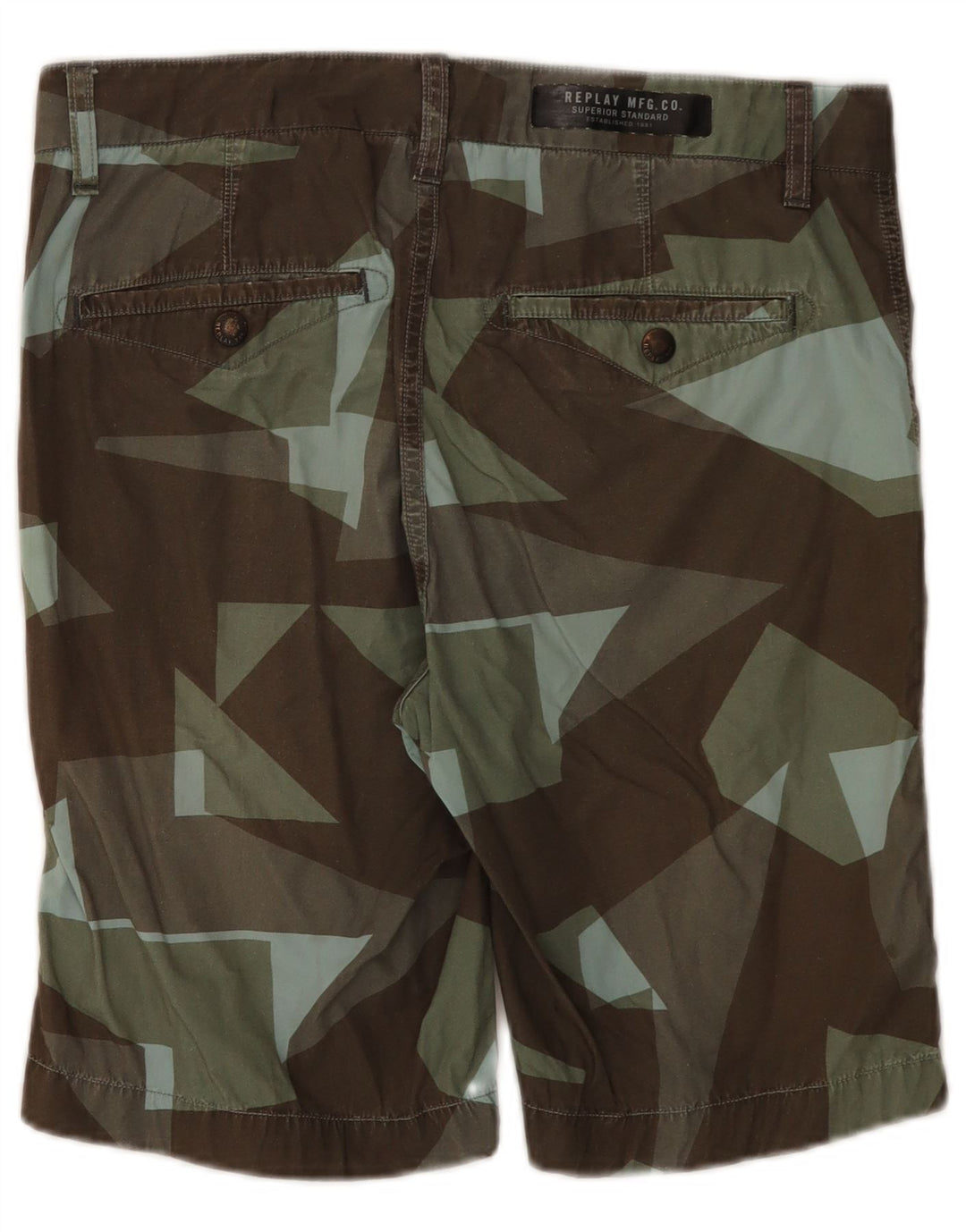 Replay Mens Chino Shorts W30 Medium  Multicoloured Geometric Cotton