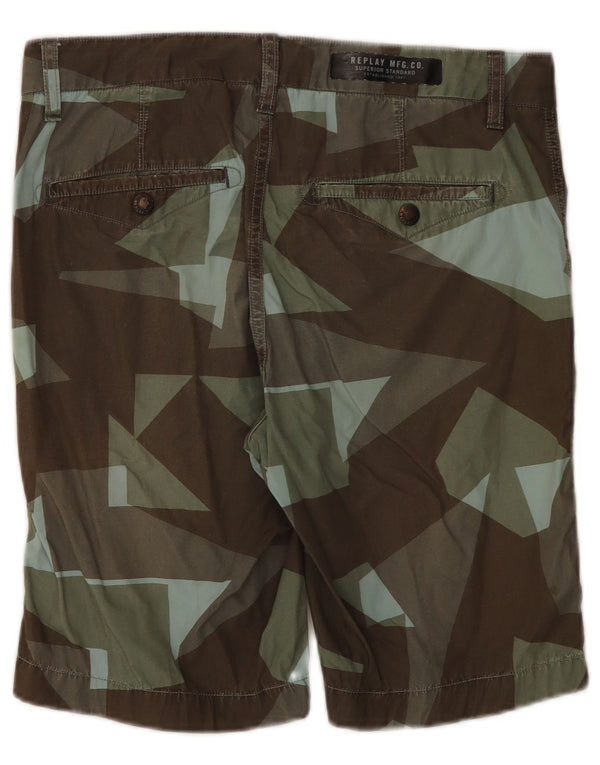 Replay Mens Chino Shorts W30 Medium  Multicoloured Geometric Cotton