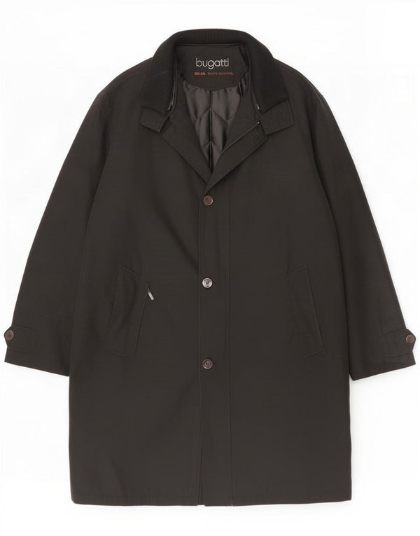 Bugatti Mens Relaxed Fit Overcoat UK 44 2XL Black Polyester