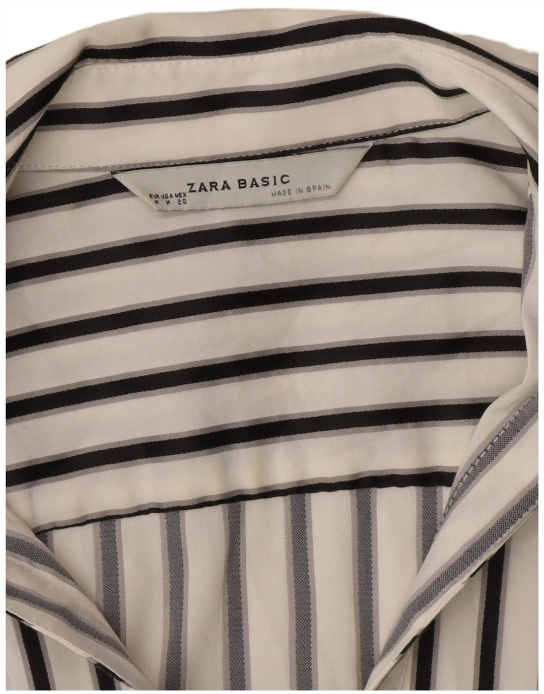 Zara Womens Short Sleeve Shirt Blouse UK 12 Medium White Striped