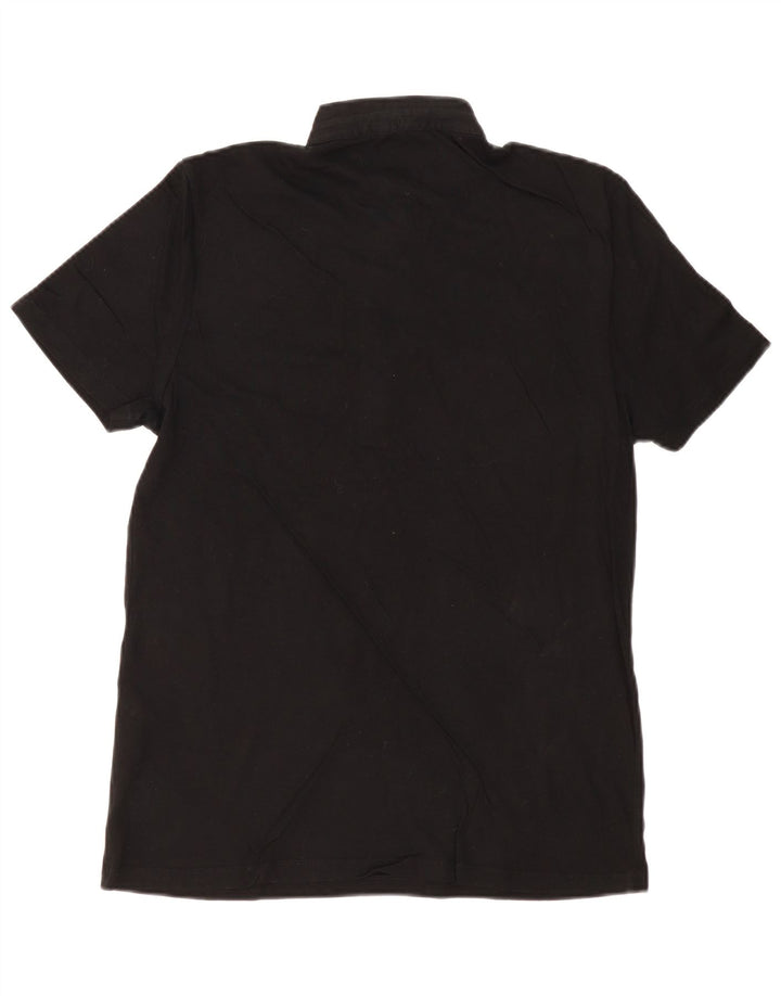 ALL SAINTS Mens Polo Shirt Medium Black Cotton