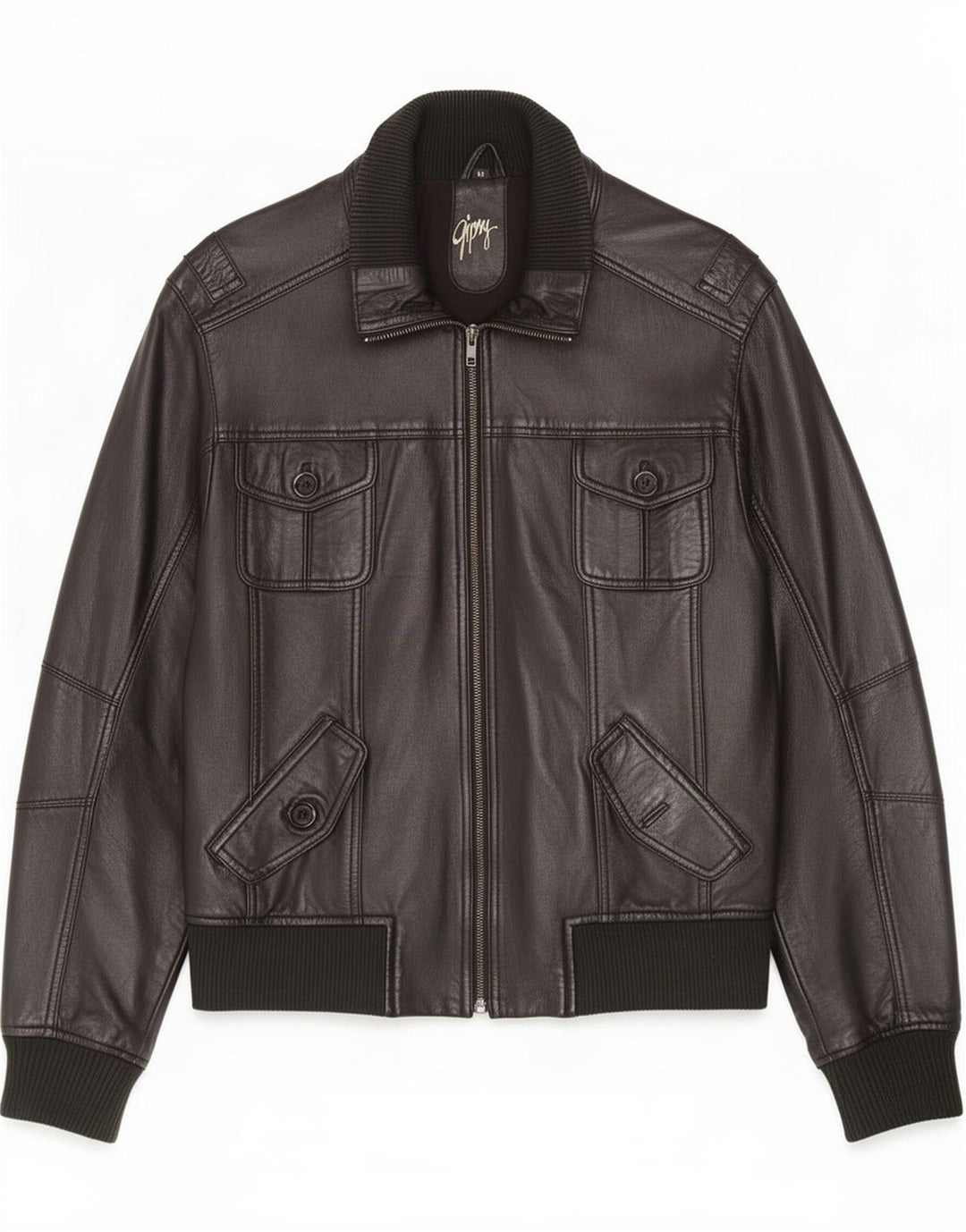 Gipsy Mens Bomber Leather Jacket UK 38 Medium Black