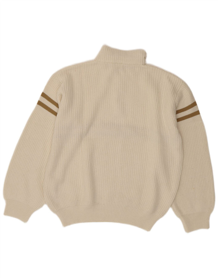 Fila Mens Zip Neck Jumper Sweater IT 54 XL White Striped Wool