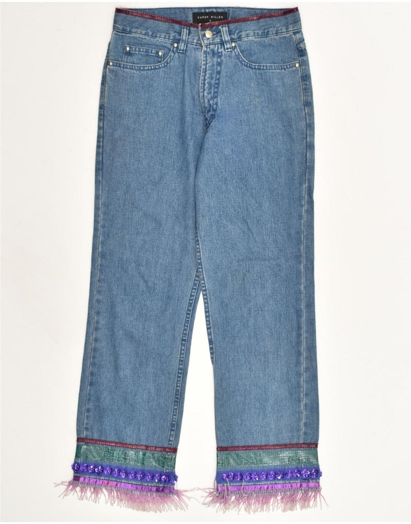 KAREN MILLEN Womens Cropped Jeans UK 8 Small W27 L25 Blue Cotton | Vintage Karen Millen | Thrift | Second-Hand Karen Millen | Used Clothing | Messina Hembry 