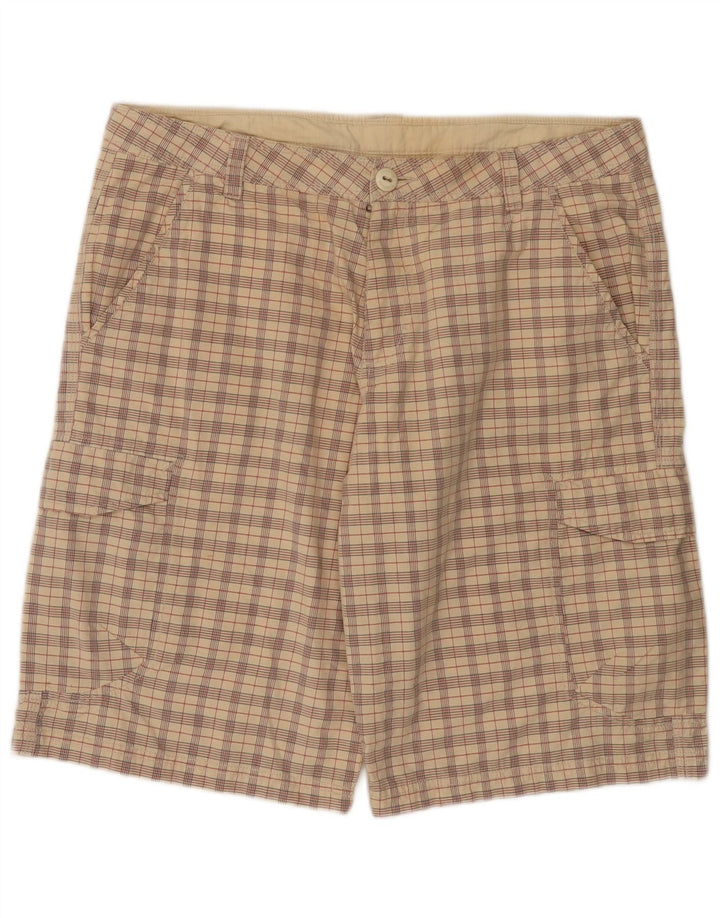 Invicta Mens Cargo Shorts IT 52 XL W36 Beige Check Cotton