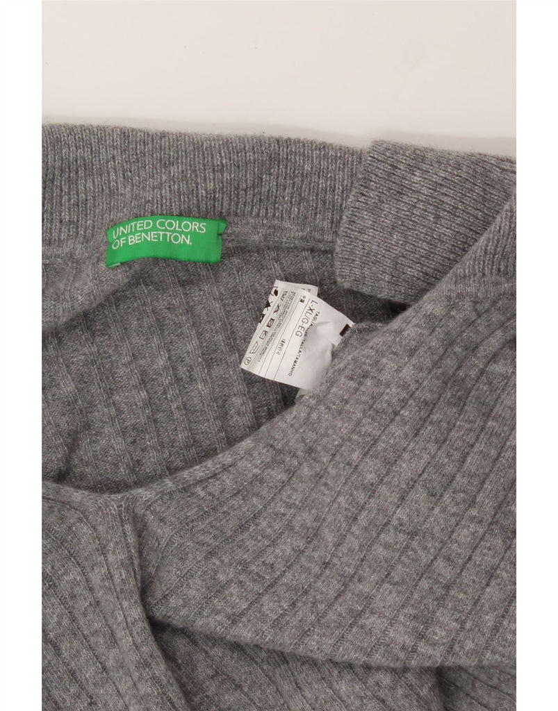 BENETTON Womens Polo Neck Jumper Sweater UK 18 XL Grey Wool Vintage Benetton and Second-Hand Benetton from Messina Hembry 