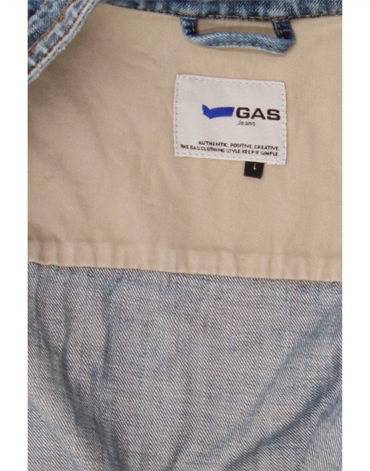 Gas Womens Distressed Denim Jacket UK 16 Large Blue Cotton